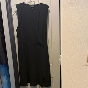 Lane Bryant Black Sleeveless Wrap Midi Dress
